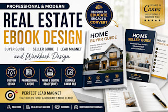 real estate ebook, home buyer seller guide,canva lead magnet and workbook design