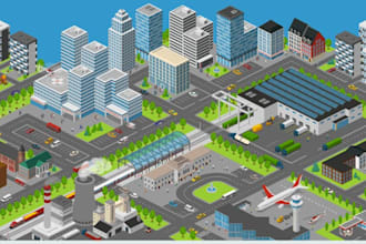 design custom vector map isometric map illustration flat site plan illustrator