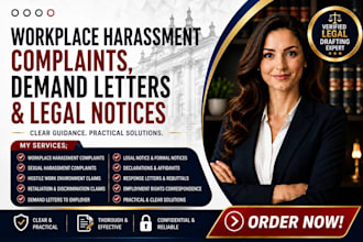 draft workplace harassment complaints, demand letters, and legal notices