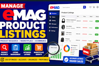manage emag product listing, product research, marketplace ecommerce website