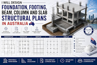 design foundation, footing, beam, column and slab structural plans in australia