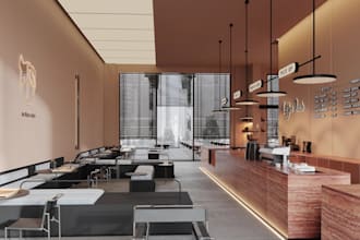 be your architectural 3d interior rendering,cafe, restaurant, bar design,2d plan