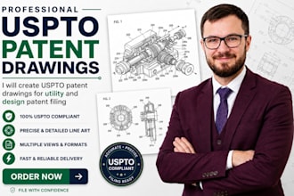 create uspto patent drawings for utility and design patent filing