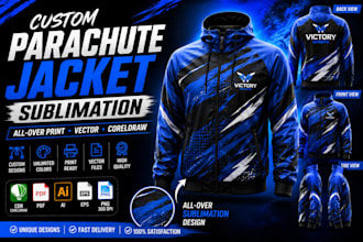 design custom parachute jacket sublimation and all over print