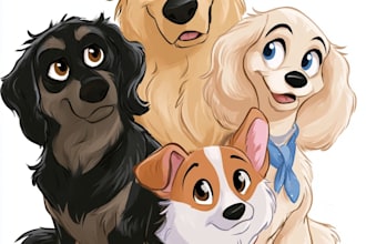 create disney pet portrait illustration