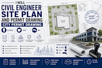 civil engineer site plan and permit drawing city permit drawing illinois ohio ma