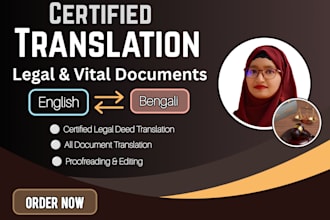 do certified legal document translation bengali to english