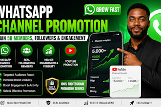 5k whatsapp member, whatsapp channel promotion gain engagement youtube promotion