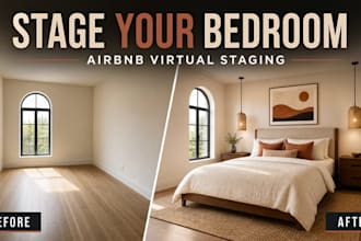 virtually stage empty airbnb rooms for vacation rental listings and real estate