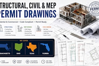 design structural civil mep permit drawings for massachusetts ohio texas florida