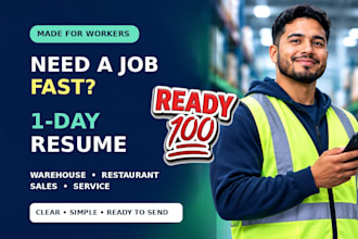 write a clear job ready resume for warehouse and service work