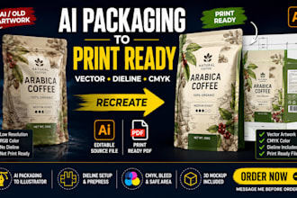 recreate ai packaging into editable vector and print ready artwork