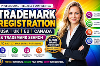 help with trademark registration in USA UK eu canada and trademark search