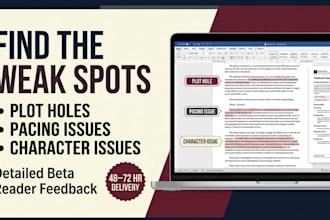 beta read your novel and flag plot holes, pacing, and character issues