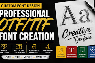 create unique custom font, typography, lettering, handdrawn in otf ttf for you