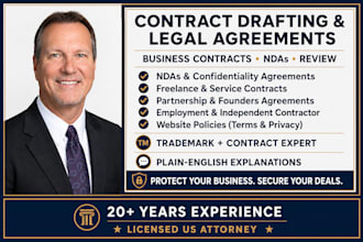 draft business contracts and ndas as licensed attorney