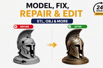 fix stl obj, repair stl obj, edit stl obj for 3d printing in 24hours