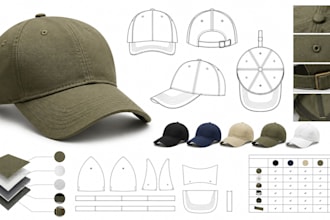 create a cap tech pack ready for manufacturing