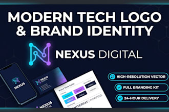 design a modern tech logo and brand identity