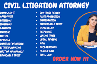 draft legal motions, complaints, pleadings and civil litigation documents