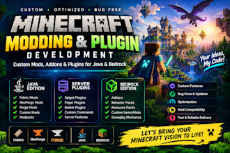 mod minecraft for fabric, neoforge or minecraft plugins, addons for java bedrock