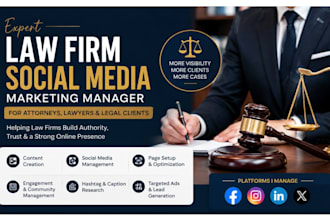 be law firm social media marketing manager for attorney lawyer and legal clients
