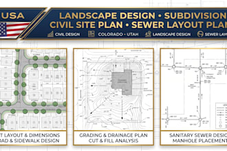 landscape design subdivision civil site plan sewer layout plan colorado utah
