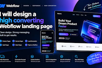 be your webflow expert and design a webflow landing page and webflow website
