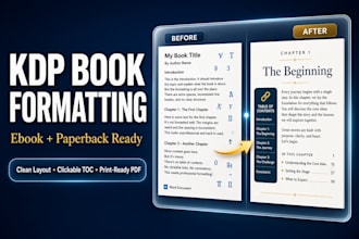 do book formatting, kdp book publishing, paper back, kindle ebook formatting