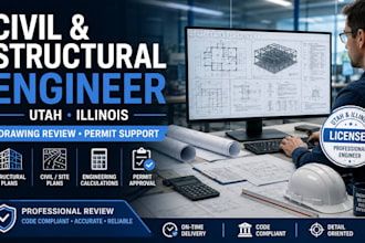 your utah and illinois, civil and structural engineer, review drawing for permit
