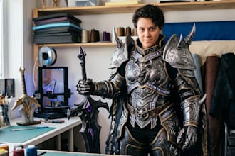 create custom wearable 3d dark knight fantasy anime armor and props