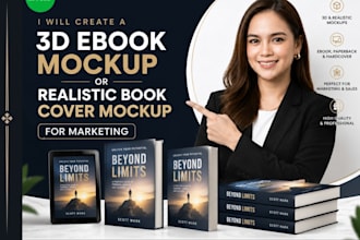 create 3d ebook mockup or realistic book cover mockup for marketing
