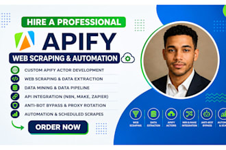 build custom apify actor, web scraper, automation, data extraction, n8n api