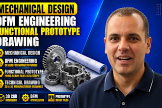 provide mechanical design, dfm engineering functional product prototype, drawing