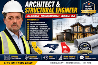 do architect and structural engineer for california, north carolina, georgia USA