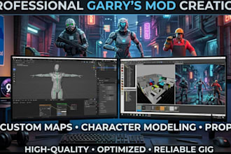 create custom garrys mod addons, gmod maps and 3d models