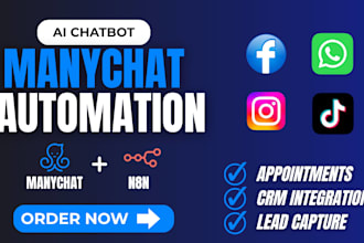 build ai chatbot for whatsapp, instagram using manychat automation, n8n expert