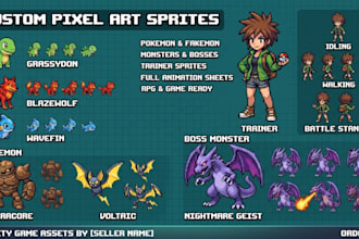 create pixel art pokemon, fakemon, monster and trainer sprites