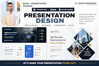 design a professional presentation, in powerpoint and canva