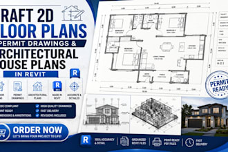 draft 2d floor plans, permit drawings and architectural house plans in revit
