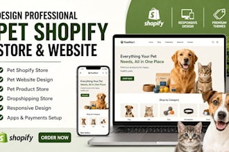 design pet shopify store pet website dropshipping store pet product store shopif