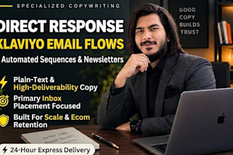 write direct response klaviyo email flows for dtc e commerce