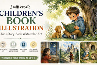 create children book illustration kids story book watercolor art