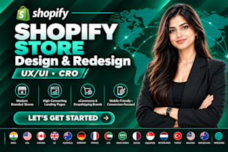 design and redesign shopify store, build shopify website and dropshipping store