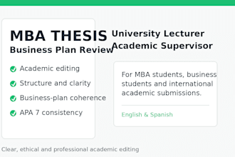 review and edit your MBA thesis or business plan