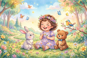 illustrate watercolor children story book and kids picture book