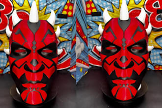 create 3d printable cosplay helmet and wearable mask model for prop makers
