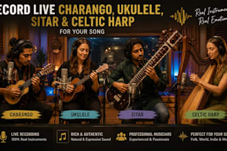 record live charango ukulele sitar and celtic harp for your song