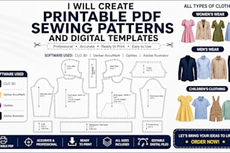 create printable PDF sewing patterns and digital templates