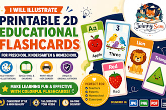 illustrate printable 2d educational flashcards for preschool kindergarten